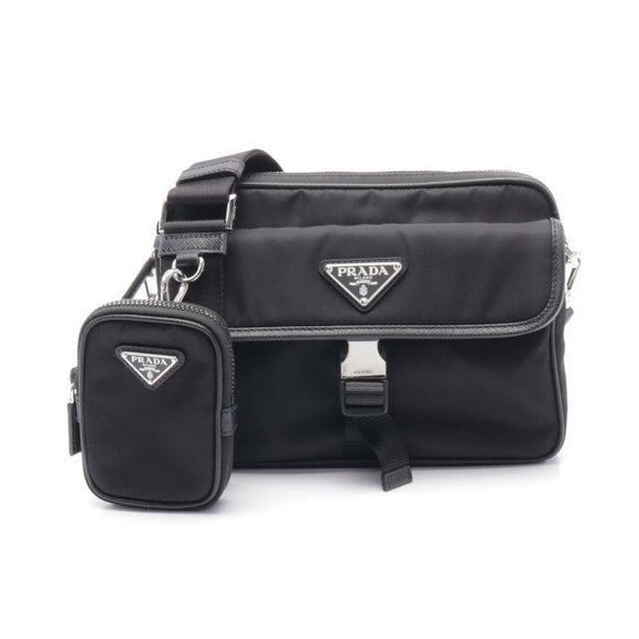 Prada Shoulder Bag nylon Saffiano leather black men - Picture 1 of 4